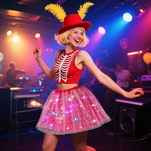 Florry Light Up Tutus Glow Tutu Skirt Neon LED Tulle Tutu Stars Halloween Party Carnival Costume for Women Adults in Saudi Arabia