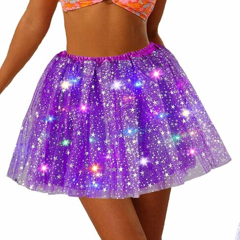 Florry Light Up Tutus Glow Tutu Skirt Neon LED Tulle Tutu Stars Halloween Party Carnival Costume for Women Adults in Saudi Arabia
