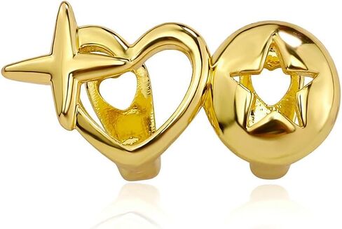 Silver Gold Teeth Grillz for Women Grills for Your Teeth Men Gold Tooth Cap Grillz for Women Tooth Jewelry Hollow out Cross Heart Mouth Grills Men Hip Hop Outfits Custom Accessory Halloween Party in Saudi Arabia