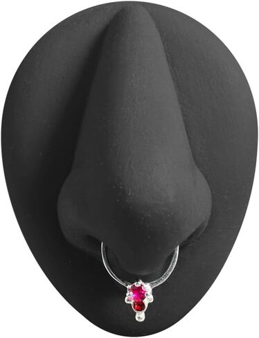Cz Stones Tribal Dotted Pattern Design 925 Sterling Silver with 16 Gauge Stainless Steel Clicker Septum - Horseshoe - Hoop - Nose Rings Piercing Jewelry in Saudi Arabia