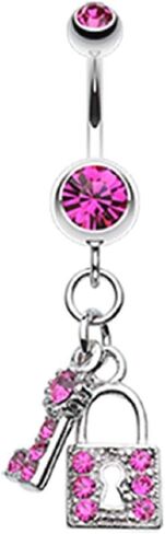 Glistening Lock and Key Belly Button Ring in Saudi Arabia