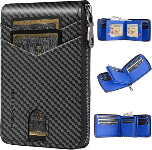 Men’s RFID Blocking Zipper Large Dimensions Wallet with 2 ID Windows - Large Capacity Design, 13 Credit Card Slots in Saudi Arabia