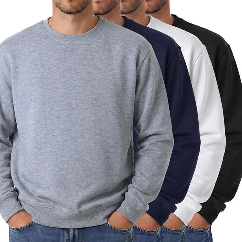 4 Pack Men's Lightweight Fleece Crewneck Sweatshirt Long Sleeve Pullover Sweatshirts for Men in Saudi Arabia