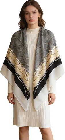 Extra-Large Square Scarf 51" Fashion Scarves Shwal Head Cover Scarf Neck Scarves for Women B03 in Saudi Arabia