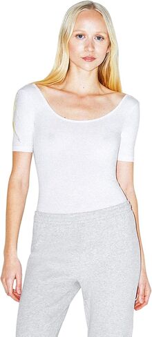 American Apparel womens Cotton Spandex Short Sleeve Scoop Back Bodysuit in Saudi Arabia