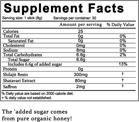 أعواد عسل شيلاجيت للنساء بنكهة الفراولة | شيلاجيت بالشاتافاري والزعفران | الطاقة الطبيعية والتوازن الهرموني والتركيز ودعم الحيوية | عبوات العسل العشبية المعززة للعافية - 30 عودًا in Kuwait