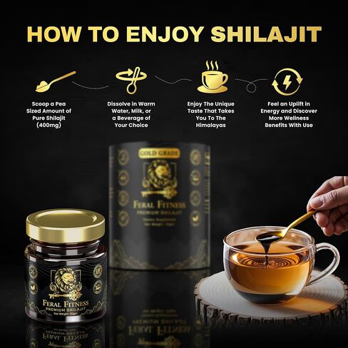 50g | 100% Pure Himalayan Shilajit Resin - Gold Grade | 85+ Trace Minerals & Fulvic Acid | Supports Energy, Stamina, Focus & Vitality for Men & Women | Lab Tested | Glass Jar (125 Servings) in Saudi Arabia