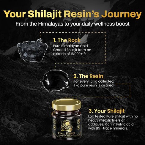 50g | 100% Pure Himalayan Shilajit Resin - Gold Grade | 85+ Trace Minerals & Fulvic Acid | Supports Energy, Stamina, Focus & Vitality for Men & Women | Lab Tested | Glass Jar (125 Servings) in Saudi Arabia