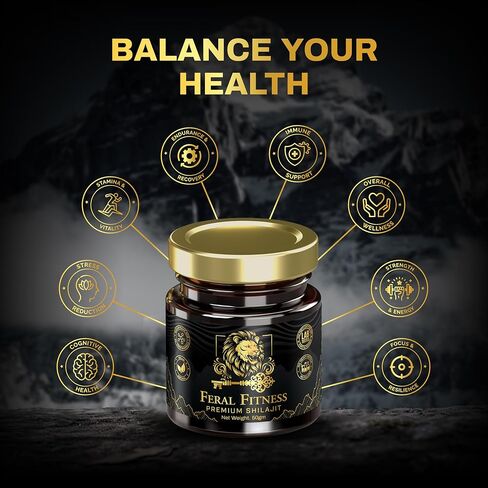 50g | 100% Pure Himalayan Shilajit Resin - Gold Grade | 85+ Trace Minerals & Fulvic Acid | Supports Energy, Stamina, Focus & Vitality for Men & Women | Lab Tested | Glass Jar (125 Servings) in Saudi Arabia