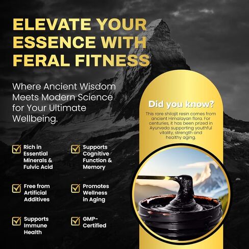 50g | 100% Pure Himalayan Shilajit Resin - Gold Grade | 85+ Trace Minerals & Fulvic Acid | Supports Energy, Stamina, Focus & Vitality for Men & Women | Lab Tested | Glass Jar (125 Servings) in Saudi Arabia
