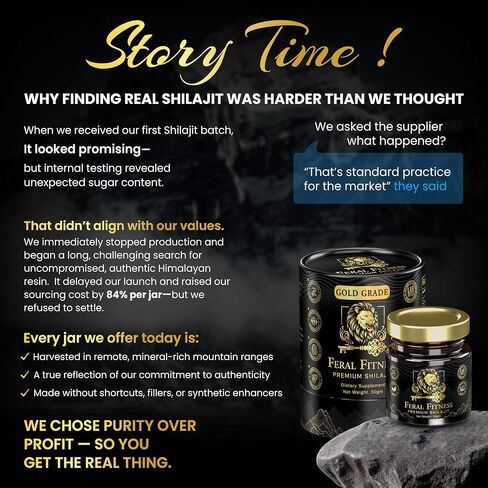 50g | 100% Pure Himalayan Shilajit Resin - Gold Grade | 85+ Trace Minerals & Fulvic Acid | Supports Energy, Stamina, Focus & Vitality for Men & Women | Lab Tested | Glass Jar (125 Servings) in Saudi Arabia