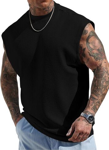 JMIERR Mens Tank Tops Textured Sleeveless Streetwear T Shirts Workout Muscle Gym Shirt in Saudi Arabia