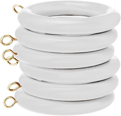 حلقات قضيب ستائر خشبية BH05768 من Bulk Hardware مع عين لولبية، القطر الداخلي 40 مم، القطر الخارجي 60 مم - أبيض، عبوة من 24 قطعة in Kuwait