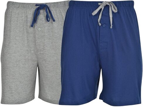 Hanes Men's 2-Pack Cotton Drawstring Knit Shorts Waistband & Pockets, Active Grey Heather/Bright Navy, Small in Saudi Arabia