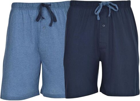 Hanes Men's 2-Pack Cotton Drawstring Knit Shorts Waistband & Pockets, Active Grey Heather/Bright Navy, Small in Saudi Arabia