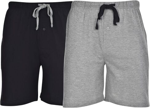 Hanes Men's 2-Pack Cotton Drawstring Knit Shorts Waistband & Pockets, Active Grey Heather/Bright Navy, Small in Saudi Arabia