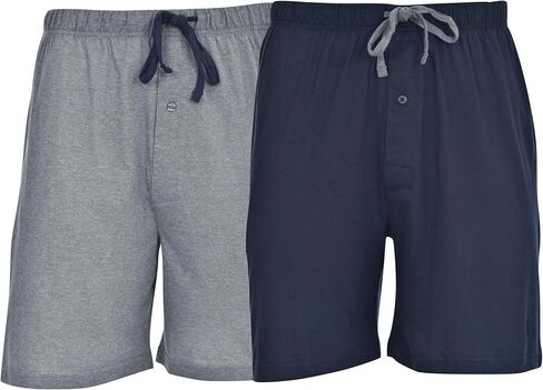 Hanes Men's 2-Pack Cotton Drawstring Knit Shorts Waistband & Pockets, Active Grey Heather/Bright Navy, Small in Saudi Arabia