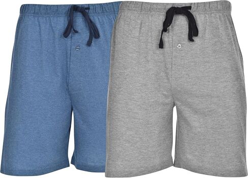 Hanes Men's 2-Pack Cotton Drawstring Knit Shorts Waistband & Pockets, Active Grey Heather/Bright Navy, Small in Saudi Arabia