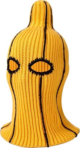 Funny Banana Balaclava - Novelty Knitted Ski Mask for Halloween & Christmas, Winter Sports, Music Festivals | Stretchy & Warm Unisex Gift for Adults Yellow in Saudi Arabia