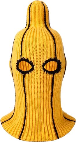 Funny Banana Balaclava - Novelty Knitted Ski Mask for Halloween & Christmas, Winter Sports, Music Festivals | Stretchy & Warm Unisex Gift for Adults Yellow in Saudi Arabia