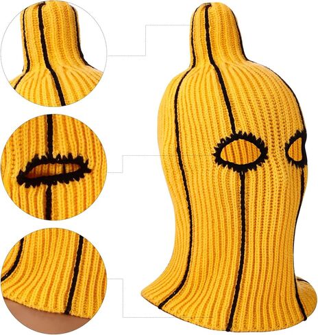 Funny Banana Balaclava - Novelty Knitted Ski Mask for Halloween & Christmas, Winter Sports, Music Festivals | Stretchy & Warm Unisex Gift for Adults Yellow in Saudi Arabia