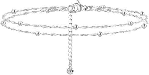 DEARMAY أساور الكاحل الذهبية المقاومة للماء للنساء - 6 قطع خلخال مطلية بالذهب عيار 14 قيراط بطبقات كوبية من سلسلة متعرجة لطيفة مجموعة خلخال صيفية على الشاطئ هدية للنساء والفتيات المراهقات in Kuwait