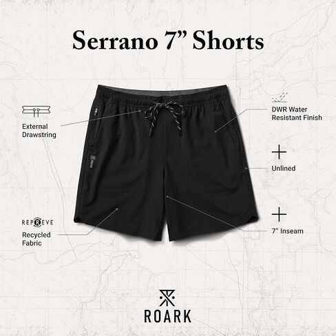 شورت Roark Serrano الرياضي مقاس 7 بوصات للرجال - شورت خفيف الوزن وسريع الجفاف ومطاط وممتص للرطوبة مع جيوب بسحاب in Kuwait