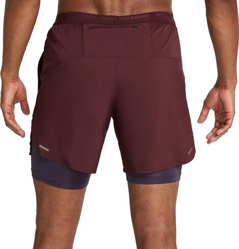 شورت الجري Nike Stride للرجال Dri-FIT 7 بوصة 2 في 1 (بورجوندي كراش/زبيب داكن/أسود، DM4759-652) in Kuwait