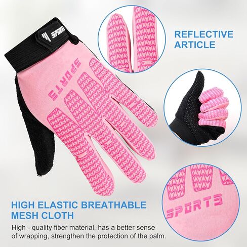 Kids Cycling Gloves for Boys & Girls - Breathable Non-Slip Full Finger Gloves, Full Finger Cycling Glove Mountain Bike Glove for Bike Riding, Climbing & Outdoor Sports in Saudi Arabia
