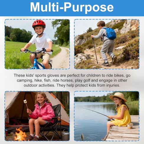 Kids Cycling Gloves for Boys & Girls - Breathable Non-Slip Full Finger Gloves, Full Finger Cycling Glove Mountain Bike Glove for Bike Riding, Climbing & Outdoor Sports in Saudi Arabia