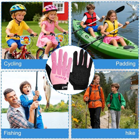Kids Cycling Gloves for Boys & Girls - Breathable Non-Slip Full Finger Gloves, Full Finger Cycling Glove Mountain Bike Glove for Bike Riding, Climbing & Outdoor Sports in Saudi Arabia