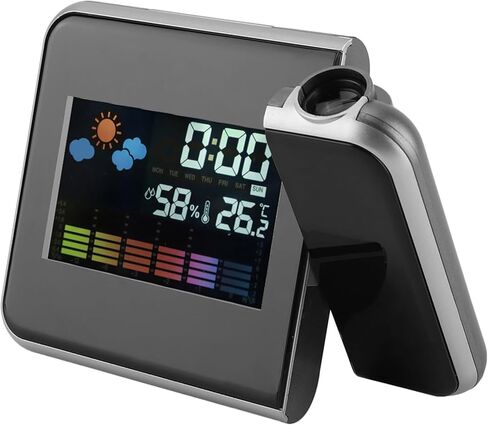 LED Weather Forecast Station with Digital Clock, Temperature, Humidity Display, Black, Indoor Weather Monitor, Projector Alarm Clock in Saudi Arabia