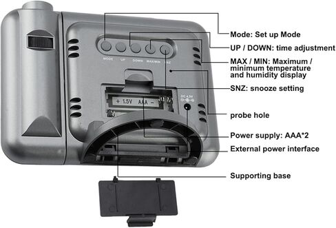 LED Weather Forecast Station with Digital Clock, Temperature, Humidity Display, Black, Indoor Weather Monitor, Projector Alarm Clock in Saudi Arabia