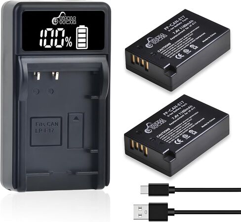 Pickle Power 2-Pack LP-E17 Battery and LED Dual Charger for Canon EOS R50 R8 RP R10, Rebel T6i T7i T8i, T6s, SL2 SL3, EOS M3 M5 M6, 77D 200D 750D 760D 800D 8000D in Saudi Arabia