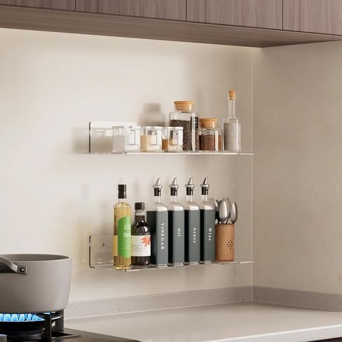 HANGE 4-Pack Clear Acrylic Floating Shelves, 12" Invisible Wall Mounted Shelves – Space-Saving Storage for Kids’ Books, Bathroom, Bedroom, Kitchen, Living Room – Modern Display Organizer in Saudi Arabia