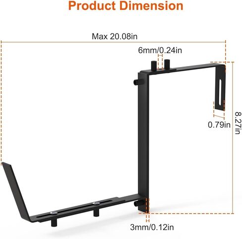 Adjustable heavy-duty wrought iron flower rack bracket | 6.1-11.6 inch telescopic tray+2.36-6.9 inch double adjustable hook | Indoor and outdoor rust proof black railing no drilling wall mounted windo in Saudi Arabia