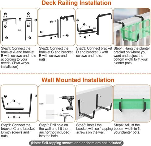 Adjustable heavy-duty wrought iron flower rack bracket | 6.1-11.6 inch telescopic tray+2.36-6.9 inch double adjustable hook | Indoor and outdoor rust proof black railing no drilling wall mounted windo in Saudi Arabia