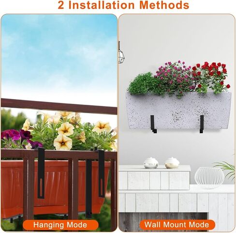 Adjustable heavy-duty wrought iron flower rack bracket | 6.1-11.6 inch telescopic tray+2.36-6.9 inch double adjustable hook | Indoor and outdoor rust proof black railing no drilling wall mounted windo in Saudi Arabia