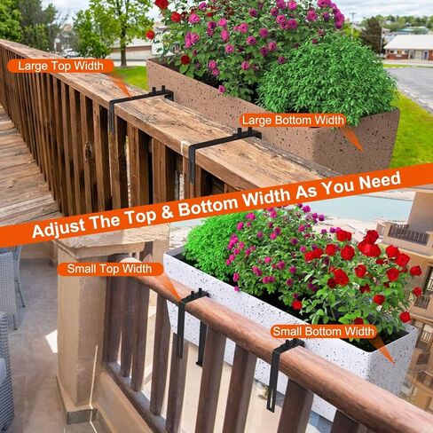 Adjustable heavy-duty wrought iron flower rack bracket | 6.1-11.6 inch telescopic tray+2.36-6.9 inch double adjustable hook | Indoor and outdoor rust proof black railing no drilling wall mounted windo in Saudi Arabia