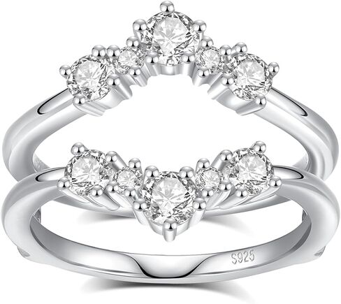 Moissanite Ring Enhancer for Women Curved Wedding Band Guard Ring 925 Sterling Silver 18K White Gold Plated 0.9CTTW Round Cut D Color VVS1 Moissanite Double Enhancer for Engagement & wift Gift in Saudi Arabia