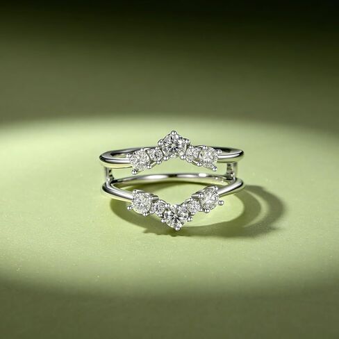 Moissanite Ring Enhancer for Women Curved Wedding Band Guard Ring 925 Sterling Silver 18K White Gold Plated 0.9CTTW Round Cut D Color VVS1 Moissanite Double Enhancer for Engagement & wift Gift in Saudi Arabia