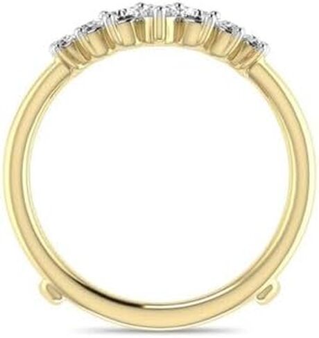 Jewels by Parijaat 0.50 CTTW قطع ماركيز مكون من قطع ماسية بيضاء مكونة من ثلاثة أحجار خاتم حماية معزز لخطوبة الزفاف ومطلي بالذهب الأصفر عيار 14 قيراط من الفضة الإسترلينية عيار 925 in Kuwait