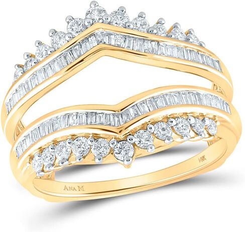 Jewels By Lux 14K Yellow Gold Womens Round Diamond Wedding Wrap Ring Guard Enhancer 3/4 Cttw, Womens Size: 5-9 in Saudi Arabia