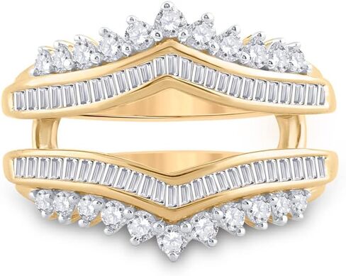 Jewels By Lux 14K Yellow Gold Womens Round Diamond Wedding Wrap Ring Guard Enhancer 3/4 Cttw, Womens Size: 5-9 in Saudi Arabia