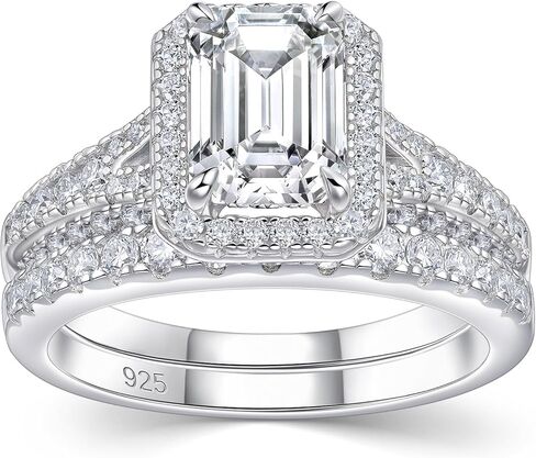 Newshe Jewellery Moissanite Wedding Sets for Women 925 Sterling Silver Bridal Set Oval Engagement Ring Sets Promise Eternity Size 5-10 in Kuwait