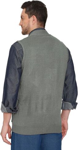 Turtle Bay New York Men's Cashmere-Like Button Front Flat Knit Sweater Vest with front patch pockets OLIVE / 2XL in Saudi Arabia