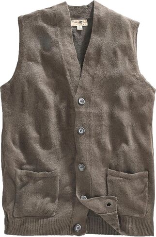Turtle Bay New York Men's Cashmere-Like Button Front Flat Knit Sweater Vest with front patch pockets OLIVE / 2XL in Saudi Arabia