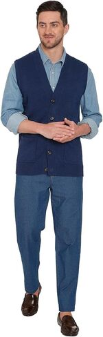 Turtle Bay New York Men's Cashmere-Like Button Front Flat Knit Sweater Vest with front patch pockets OLIVE / 2XL in Saudi Arabia
