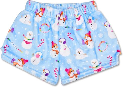 iscream Big Girls Silky Soft Plush Fun Print Fleece Shorts - Sweet Holiday Collection in Saudi Arabia