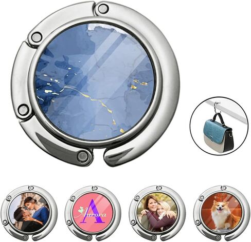 Custom Purse Hook for Table with Photo Logo Text, Customized Foldable Purse Holder for Table, Personalized Handbags Hook Gift for Women Mom Girl, Granite Texture,1 PCS in Saudi Arabia